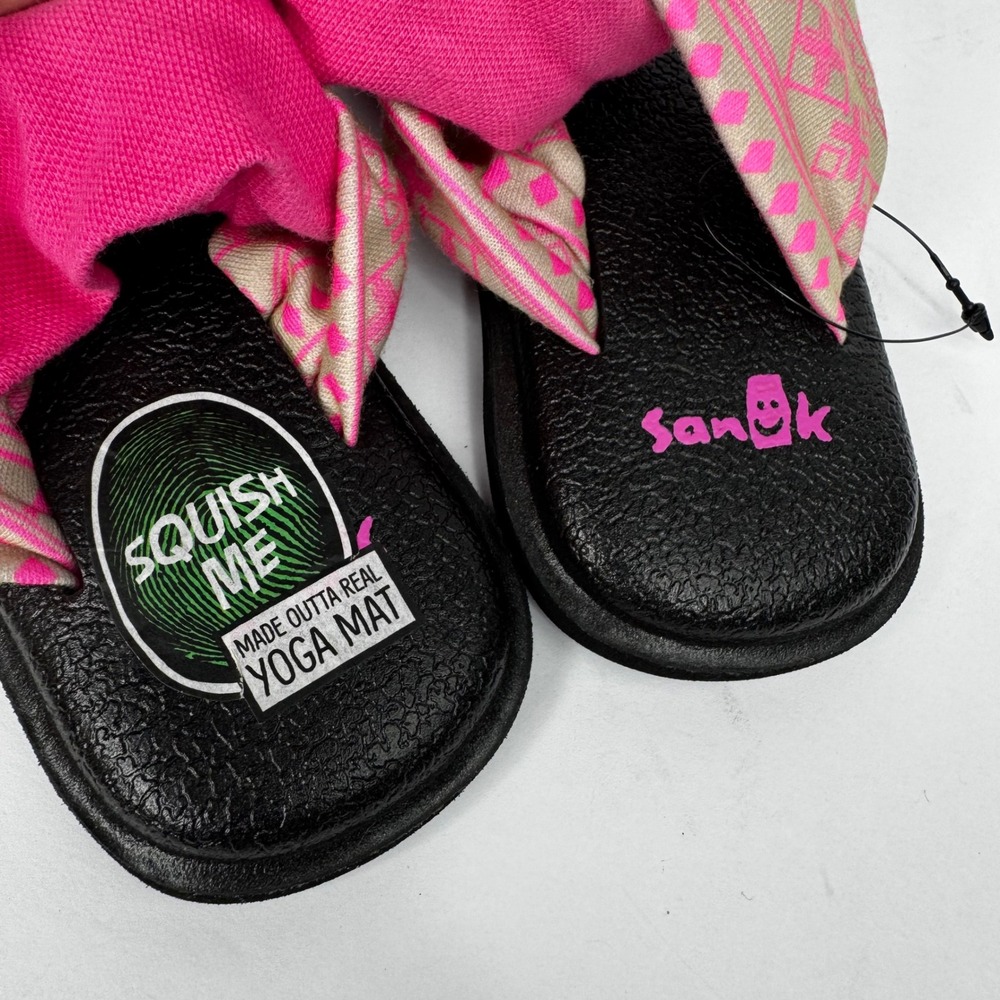 Sanuk Yoga Sling 2 Toddler Sz 9/10 Sandal Black Pink Pattern Made Outta Yoga Mat - Picture 3 of 7